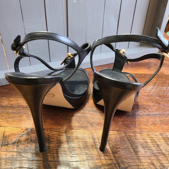 NWB MICHAEL KORS BERKLEY LEATHER PLATFORM STILETTO BLACK SANDAL $145 SIZE 10 - Picture 6 of 7